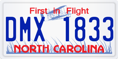NC license plate DMX1833