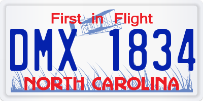 NC license plate DMX1834