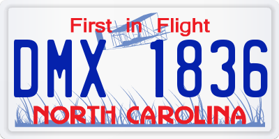 NC license plate DMX1836