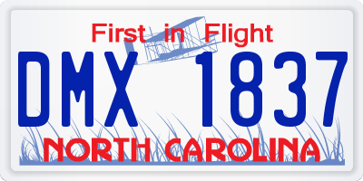 NC license plate DMX1837