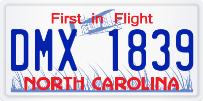 NC license plate DMX1839