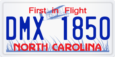 NC license plate DMX1850