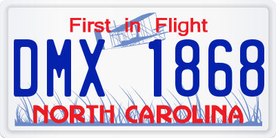 NC license plate DMX1868