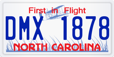 NC license plate DMX1878