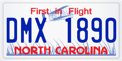 NC license plate DMX1890