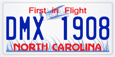 NC license plate DMX1908