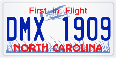 NC license plate DMX1909