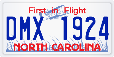 NC license plate DMX1924