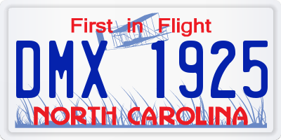 NC license plate DMX1925