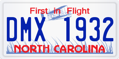 NC license plate DMX1932