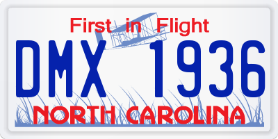 NC license plate DMX1936