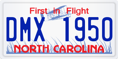NC license plate DMX1950