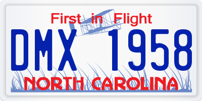 NC license plate DMX1958