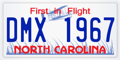 NC license plate DMX1967