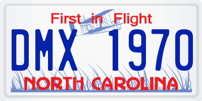 NC license plate DMX1970