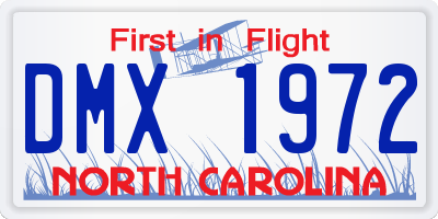 NC license plate DMX1972