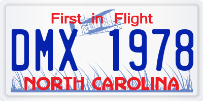 NC license plate DMX1978