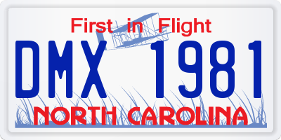 NC license plate DMX1981