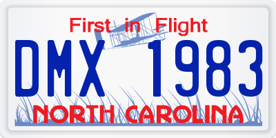 NC license plate DMX1983