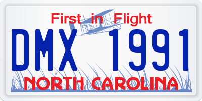 NC license plate DMX1991