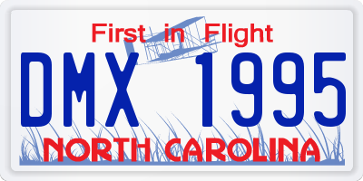 NC license plate DMX1995