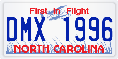 NC license plate DMX1996