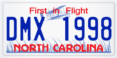NC license plate DMX1998