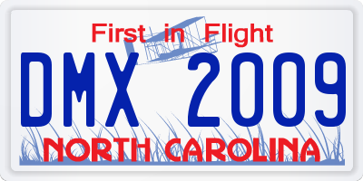 NC license plate DMX2009