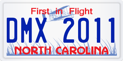 NC license plate DMX2011