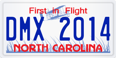 NC license plate DMX2014