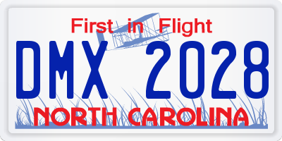 NC license plate DMX2028