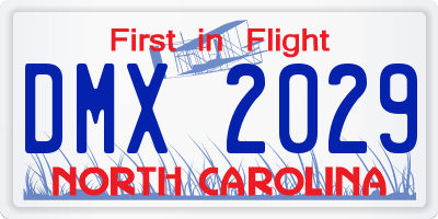 NC license plate DMX2029