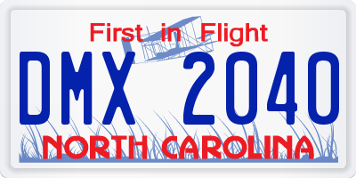 NC license plate DMX2040