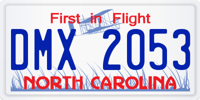 NC license plate DMX2053