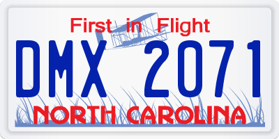 NC license plate DMX2071