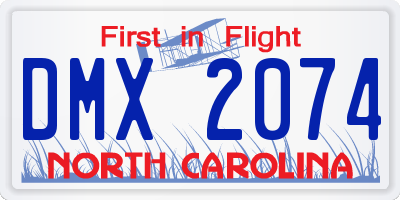 NC license plate DMX2074