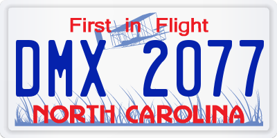 NC license plate DMX2077