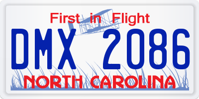 NC license plate DMX2086