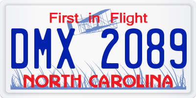 NC license plate DMX2089