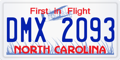 NC license plate DMX2093