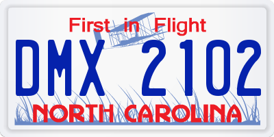 NC license plate DMX2102