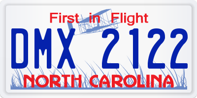 NC license plate DMX2122