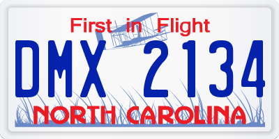 NC license plate DMX2134