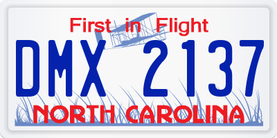 NC license plate DMX2137