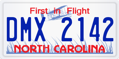 NC license plate DMX2142