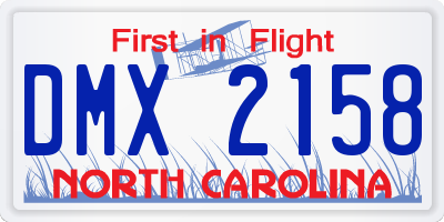 NC license plate DMX2158