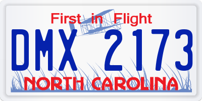 NC license plate DMX2173