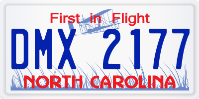 NC license plate DMX2177