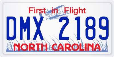 NC license plate DMX2189
