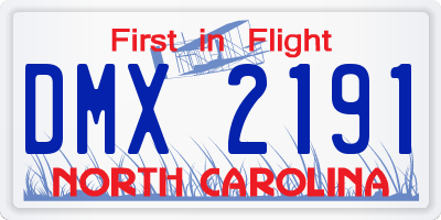 NC license plate DMX2191